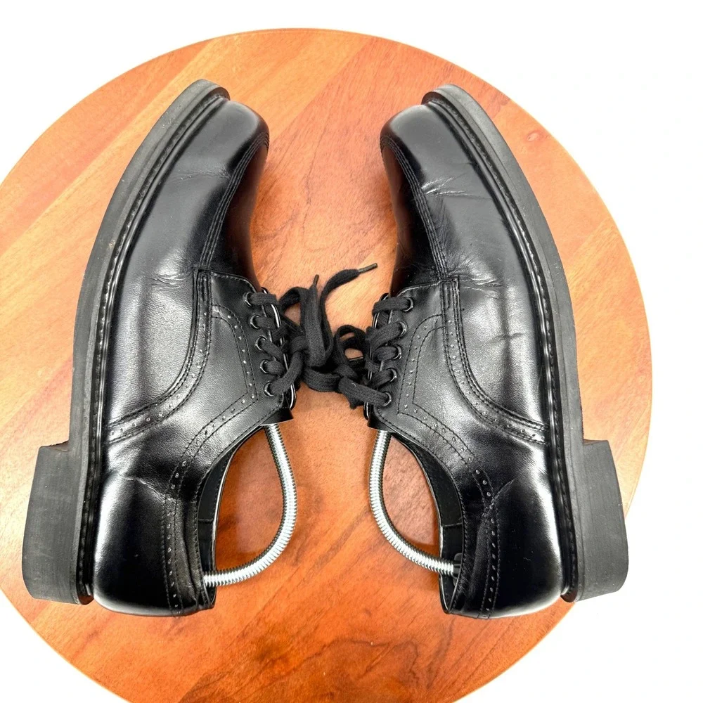 Texas Steer Oxford Shoes Black Leather Work Safety Sole Brogue Mens 9.5‎ E Wide